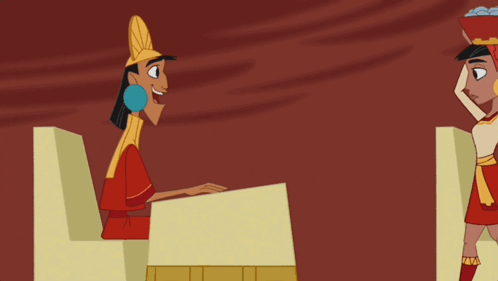 A Cartoon Of A Man And A Woman Talking GIF