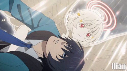 A Cartoon Of A Man And A Woman With The Name Lian On The Bottom Right GIF
