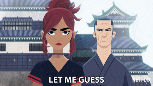 A Cartoon Of A Man And A Woman With The Words Let Me Guess GIF