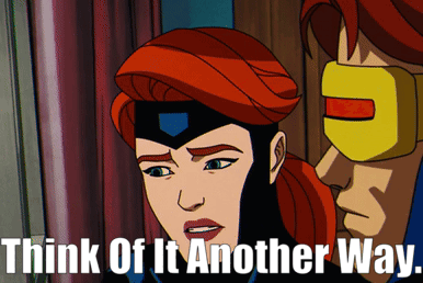 A Cartoon Of A Man And A Woman With The Words Think Of It Another Way Below Them GIF