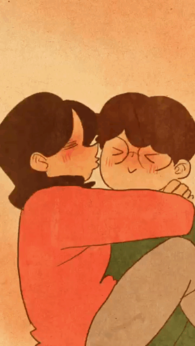 A Cartoon Of A Man And Woman Kissing GIF