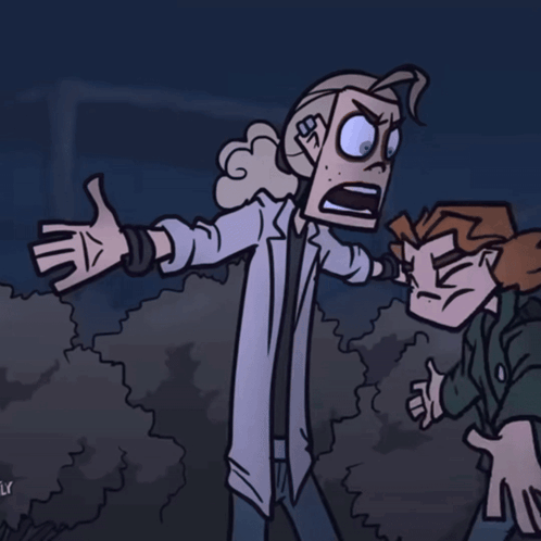 A Cartoon Of A Man Carrying Another Man With The Word Ly On The Bottom Left GIF