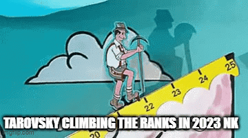 A Cartoon Of A Man Climbing A Mountain With A Ruler And A Pickaxe . GIF