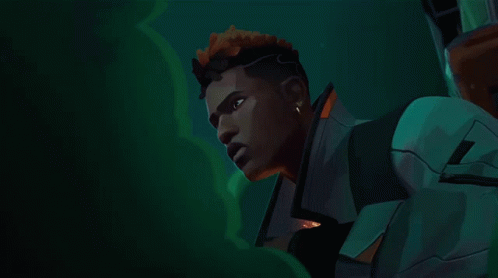 A Cartoon Of A Man Covering His Mouth With His Hand In A Forest GIF