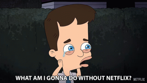 A Cartoon Of A Man Crying With The Words What Am I Gonna Do Without Netflix At The Bottom GIF