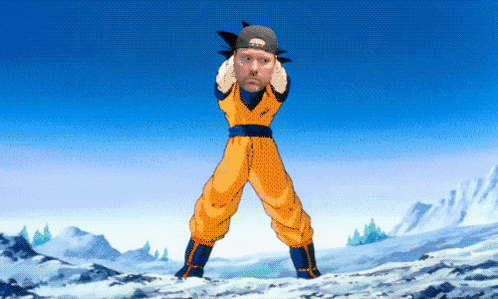 A Cartoon Of A Man Dressed As A Dragon Ball Character GIF