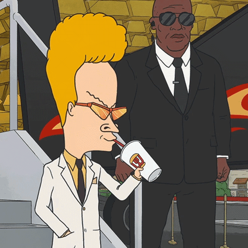 A Cartoon Of A Man Drinking From A Cup That Says ' A ' On It GIF
