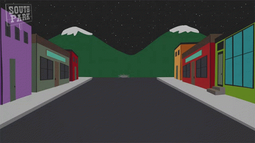 a cartoon of a man driving a garbage truck with a sign that says south park