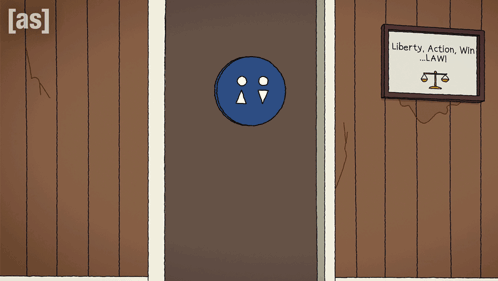 A Cartoon Of A Man Falling Into A Liberty Action Law Office GIF