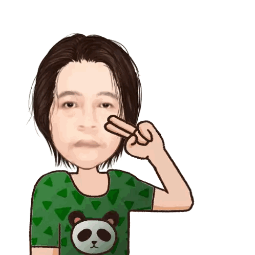 a cartoon of a man giving a peace sign with the words " no problem " behind him
