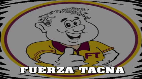 A Cartoon Of A Man Giving A Thumbs Up And The Words Fuerza Tacna Below Him GIF