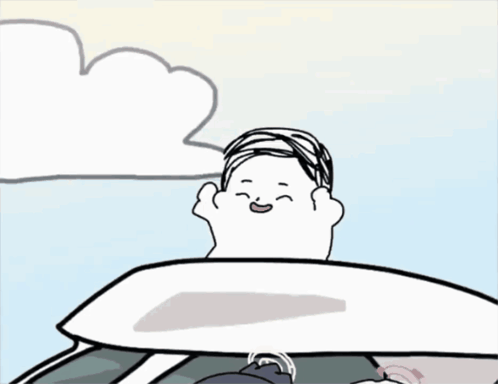 A Cartoon Of A Man Giving A Thumbs Up While Sitting In A Car GIF