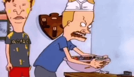 A Cartoon Of A Man Holding A Bowl Of Food Next To Another Man . GIF