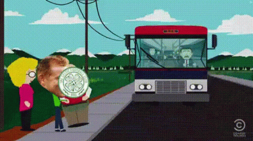 A Cartoon Of A Man Holding A Celtic Badge GIF