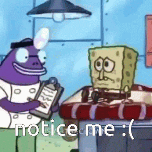 A Cartoon Of A Man Holding A Clipboard Next To A Sad Spongebob . GIF
