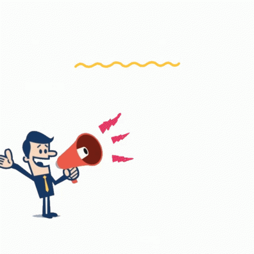 A Cartoon Of A Man Holding A Megaphone Says Virtual Internship Program For Hr Interns GIF
