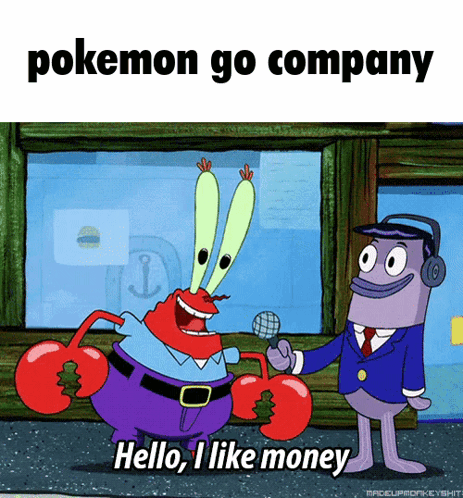 A Cartoon Of A Man Holding A Microphone With The Words Pokemon Go Company Below Him GIF