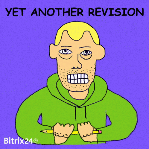 A Cartoon Of A Man Holding A Pencil With The Words Yet Another Revision GIF