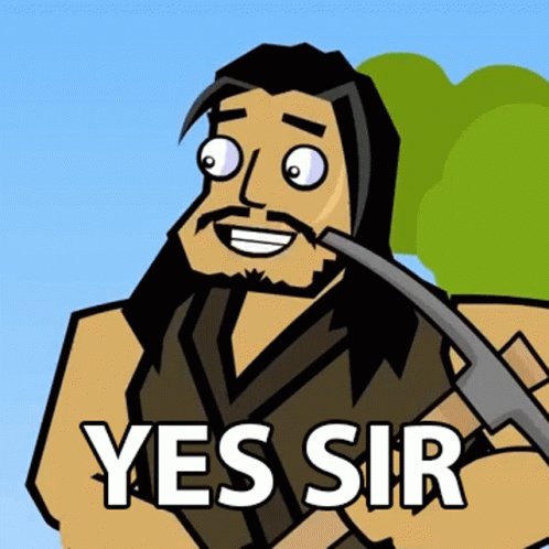 Cartoon Man Holding Pickaxe Yes Sir GIF