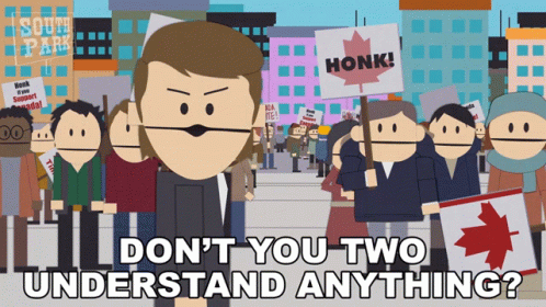A Cartoon Of A Man Holding A Sign That Reads Honk GIF