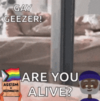 A Cartoon Of A Man Holding A Sign That Says Ageism And Discrimination GIF