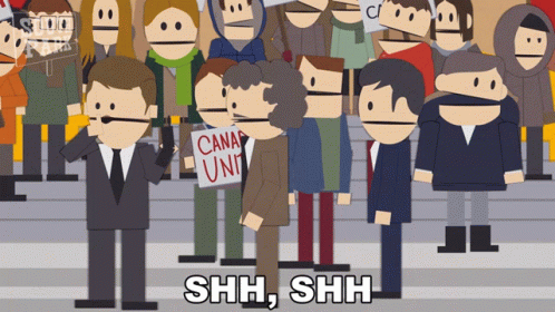 A Cartoon Of A Man Holding A Sign That Says ' Canada Unit ' GIF