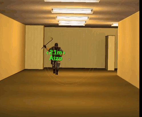 A Cartoon Of A Man Holding A Stick With 21M Aizo Written On The Wall GIF