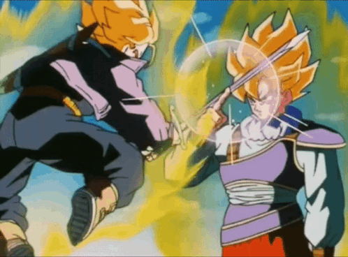 A Cartoon Of A Man Holding A Sword And Another Man Holding A Sword GIF