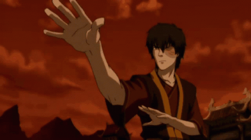 A Cartoon Of A Man Holding A Sword With Fire Coming Out Of His Hand GIF