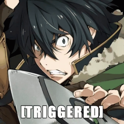 A Cartoon Of A Man Holding A Sword With The Words Ittriggered Written Below Him GIF