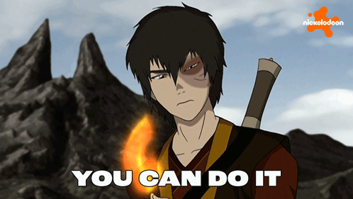A Cartoon Of A Man Holding A Sword With The Words You Can Do It Below Him GIF