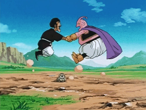 A Cartoon Of A Man Holding Hands With A Purple Cape On GIF
