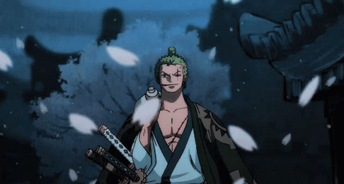 A Cartoon Of A Man Holding Two Swords With A Shadow Of A Building Behind Him GIF