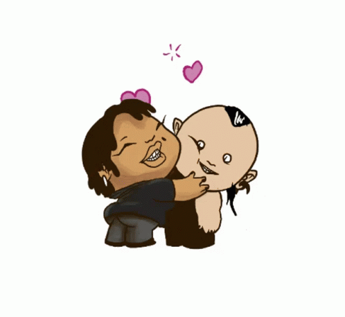 A Cartoon Of A Man Hugging Another Man With A Heart Above Them GIF