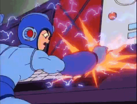 A Cartoon Of A Man In A Blue Helmet Is Fighting A Fire . GIF