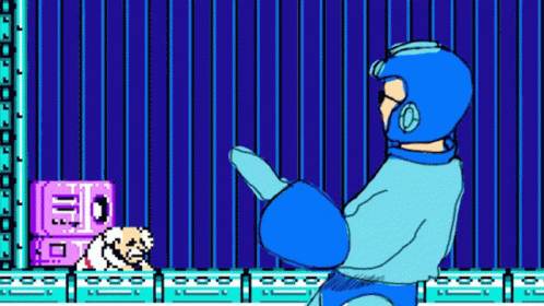 A Cartoon Of A Man In A Blue Helmet Pointing At A Box GIF