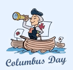 A Cartoon Of A Man In A Boat Looking Through A Telescope . GIF