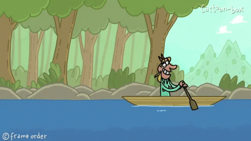 A Cartoon Of A Man In A Boat With The Words Frame Order Below GIF
