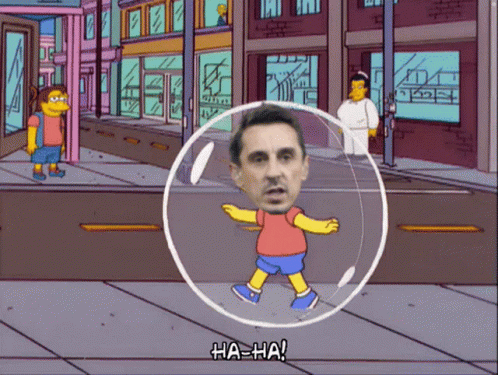 A Cartoon Of A Man In A Bubble With The Words Ha-Ha On The Bottom GIF