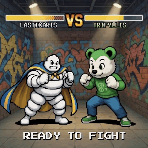 A Cartoon Of A Man In A Cape And A Teddy Bear Ready To Fight GIF