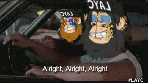 A Cartoon Of A Man In A Car With The Words Alright Alright Alright GIF