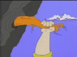 A Cartoon Of A Man In A Hat Holding A Carrot In His Hand GIF