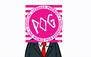 A Cartoon Of A Man In A Suit And Tie Holding A Sign That Says Pog GIF