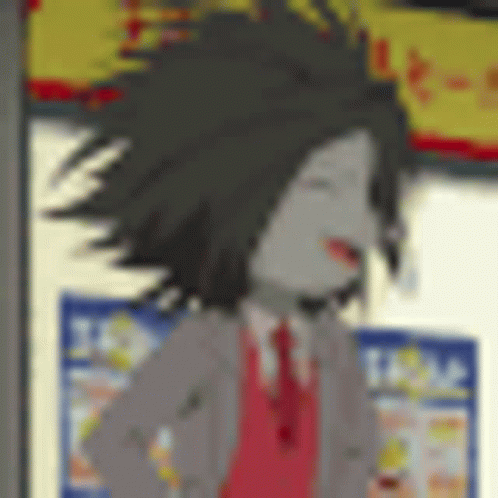 A Cartoon Of A Man In A Suit And Tie Is Standing In Front Of A Sign . GIF