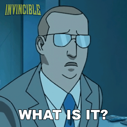 A Cartoon Of A Man In A Suit And Tie Says What Is It GIF