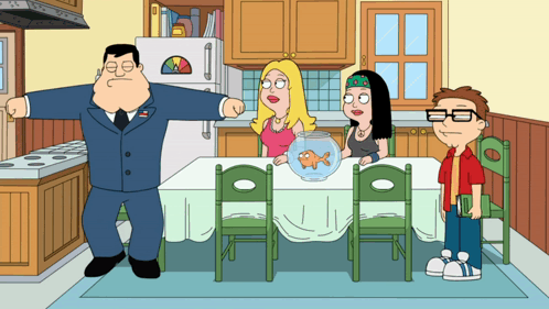 Cartoon Man In Suit In Kitchen GIF