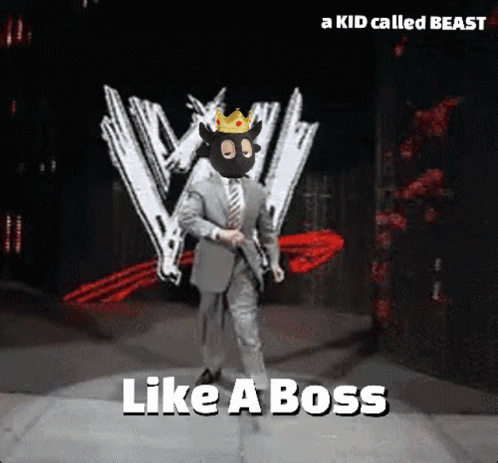 A Cartoon Of A Man In A Suit And Tie With A Crown On His Head Says Like A Boss GIF
