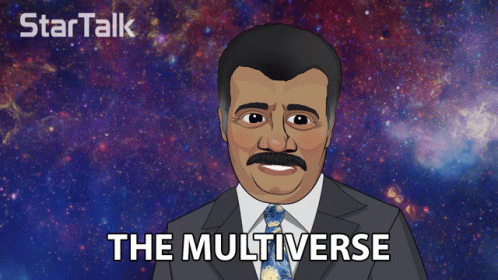 A Cartoon Of A Man In A Suit And Tie With The Words The Multiverse Below Him GIF