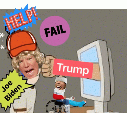 a cartoon of a man in a wheelchair with a sign that says " trump "