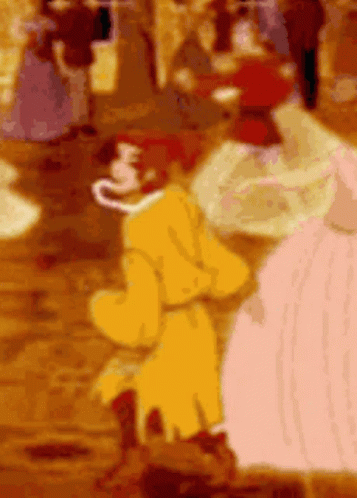 A Cartoon Of A Man In A Yellow Coat Dancing GIF
